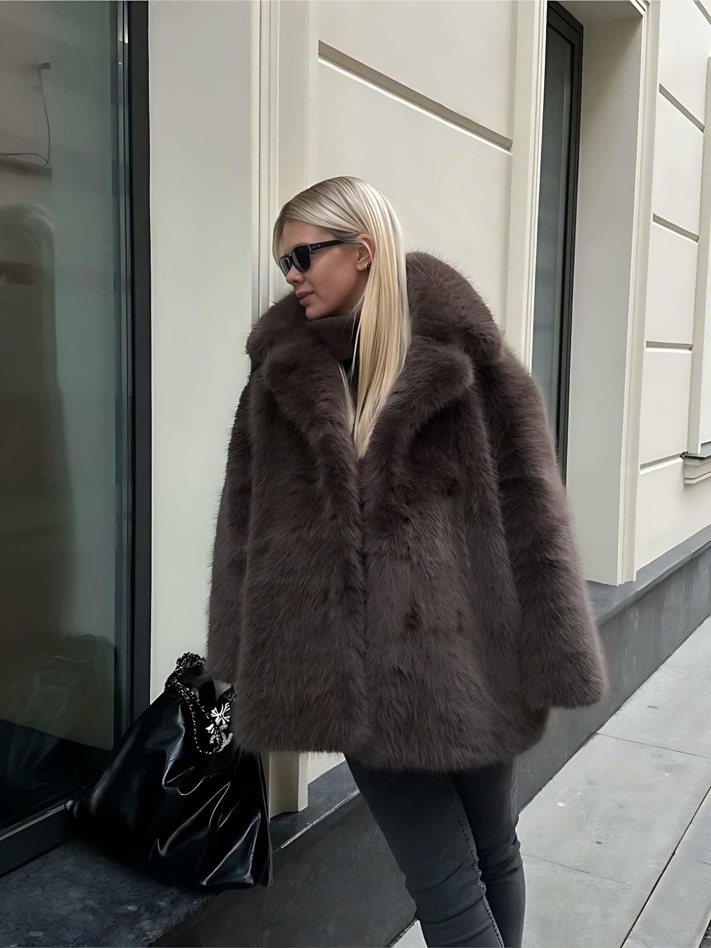 Mid-Length Faux Fur Coat