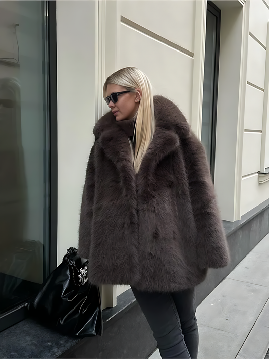 Mid-Length Faux Fur Coat