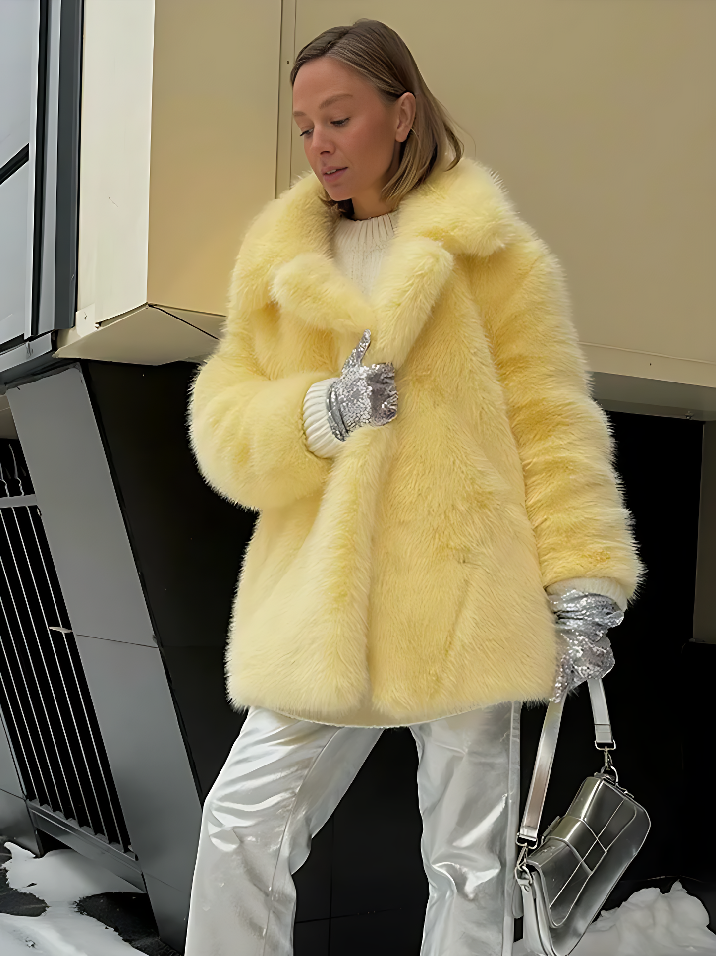 Mid-Length Faux Fur Coat