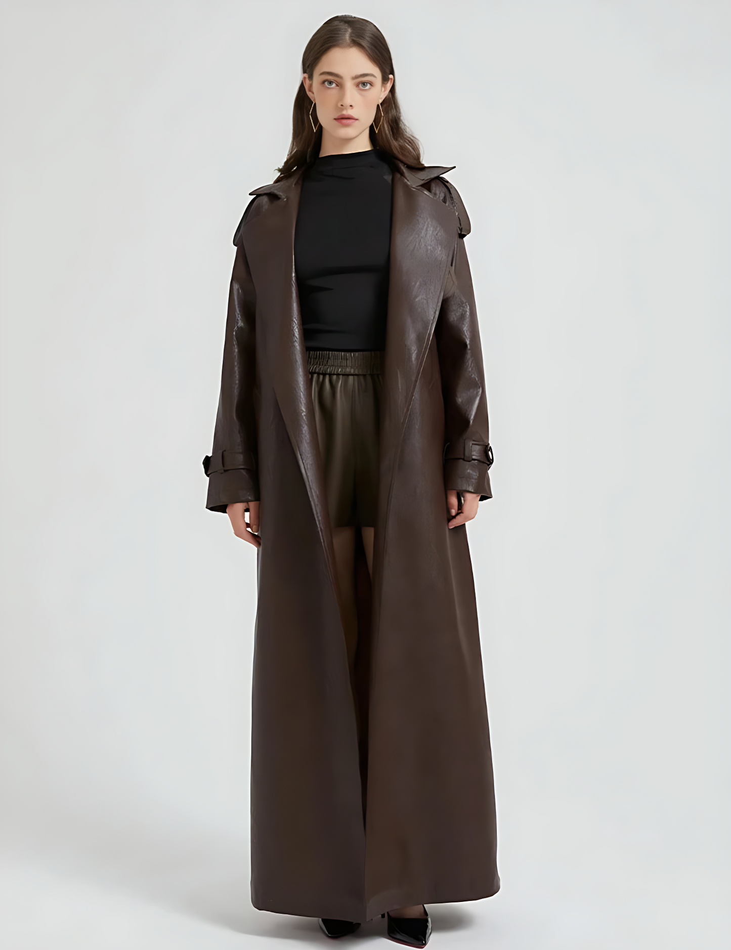 Extra-Long Leather Trench Coat