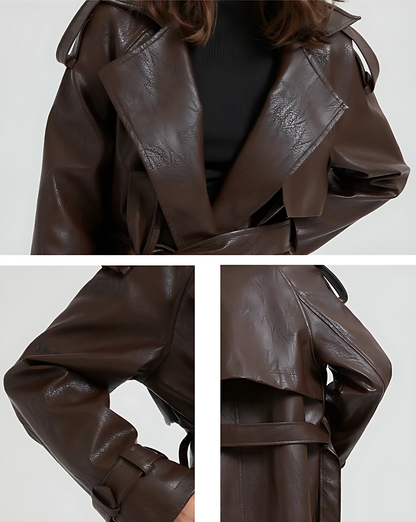 Extra-Long Leather Trench Coat