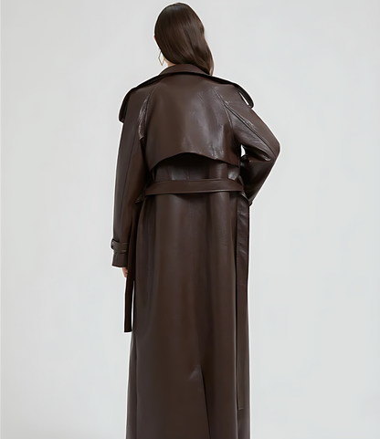 Extra-Long Leather Trench Coat