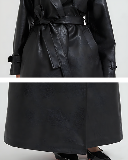 Extra-Long Leather Trench Coat