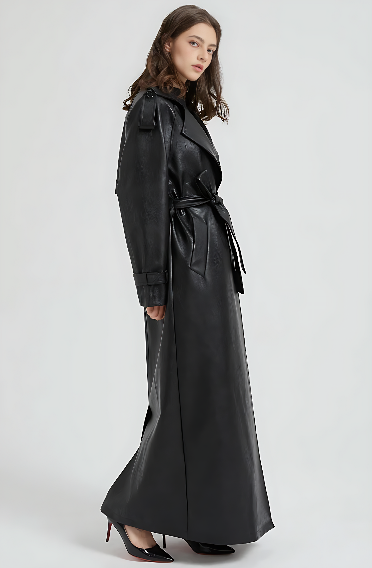 Extra-Long Leather Trench Coat