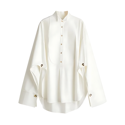 Chic Loose Lapel Women's Shirt – Single-Breasted Long Blouse