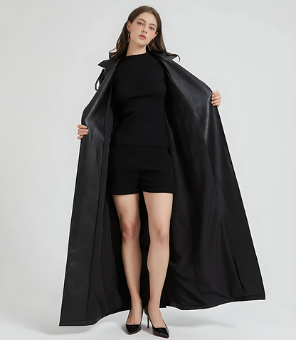 Extra-Long Leather Trench Coat