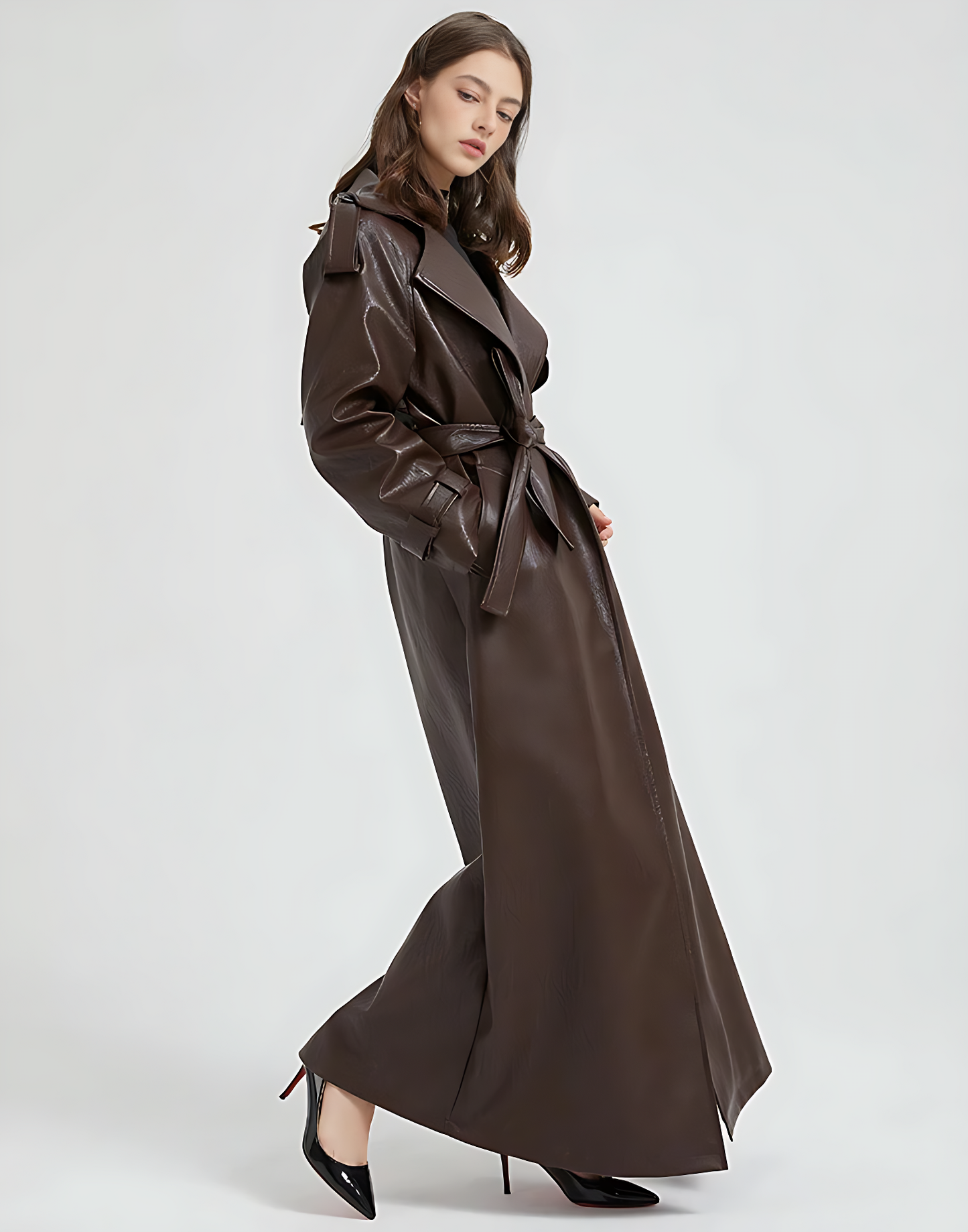 Extra-Long Leather Trench Coat