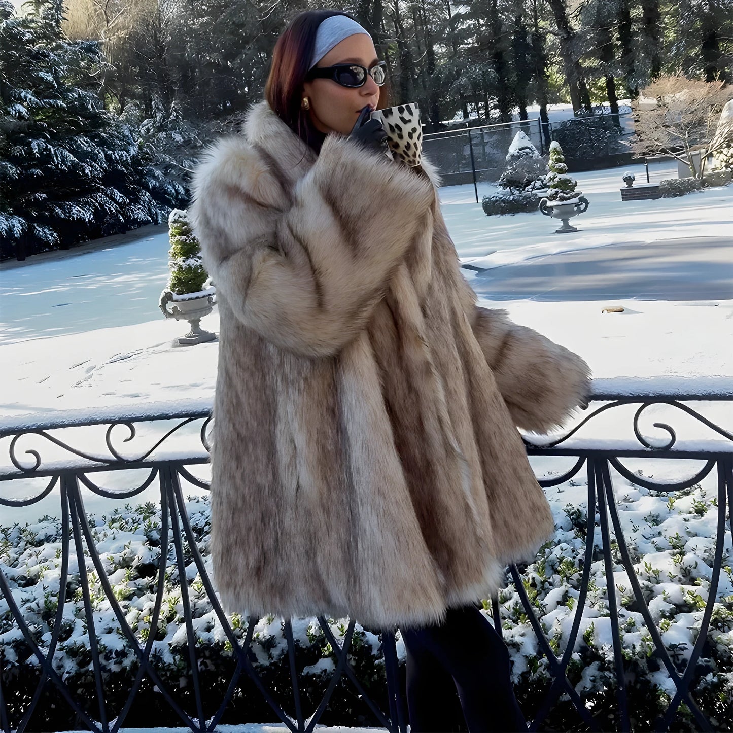 Luxurious Faux Fur Lapel Coat