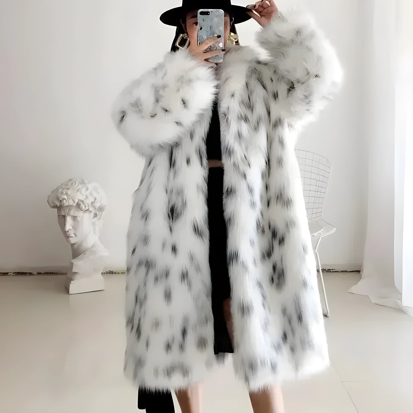 Long Sleeve Faux Fur Trench Coat