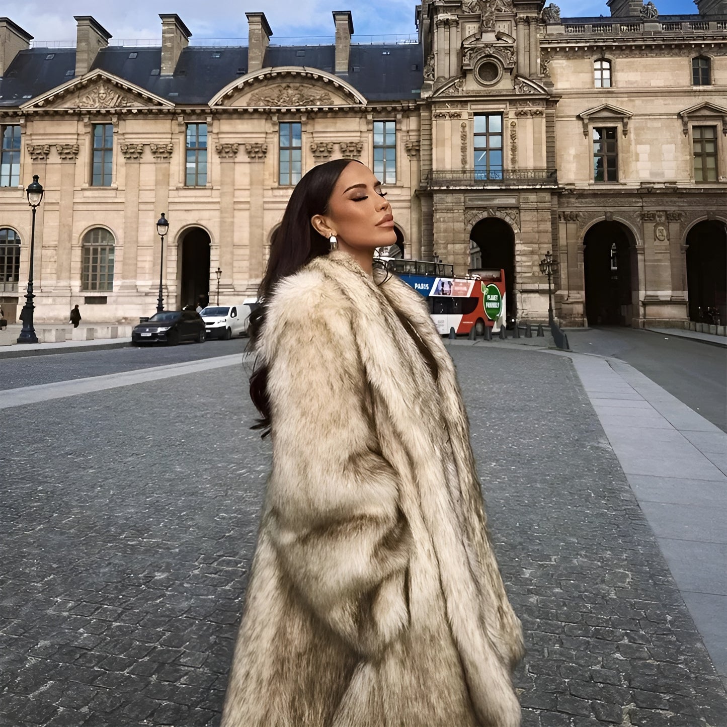 Luxurious Faux Fur Lapel Coat