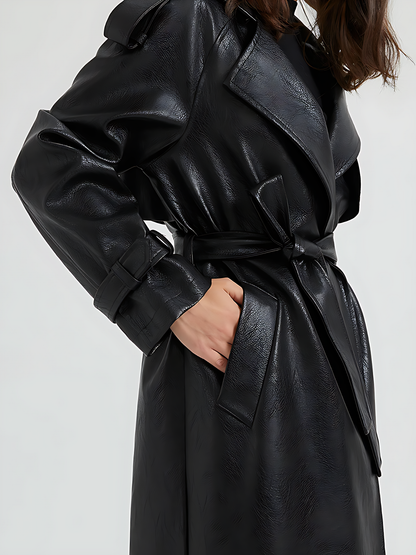 Extra-Long Leather Trench Coat