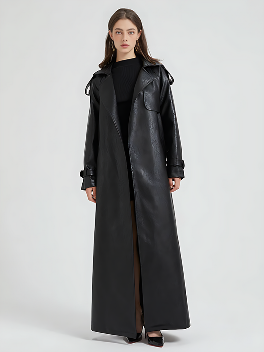 Extra-Long Leather Trench Coat