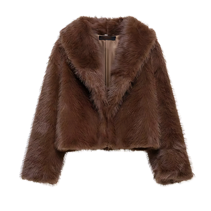 Plush Faux Fur Bomber Jacket – Cropped Winter Coat