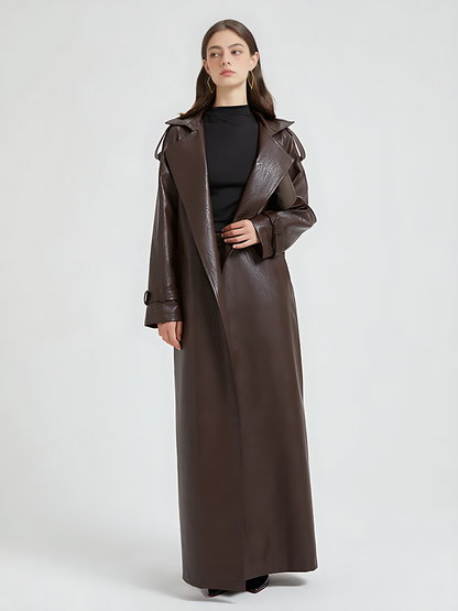 Extra-Long Leather Trench Coat