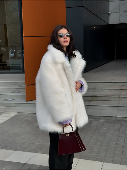 Mid-Length Faux Fur Coat