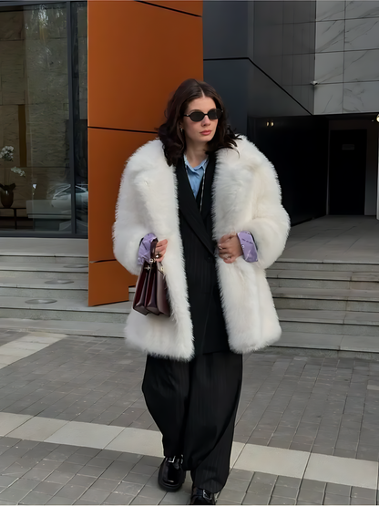 Mid-Length Faux Fur Coat